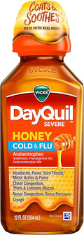 Vicks DayQuil Severe Cold & Flu Medicine, Maximum Strength, Honey - 12 fl oz