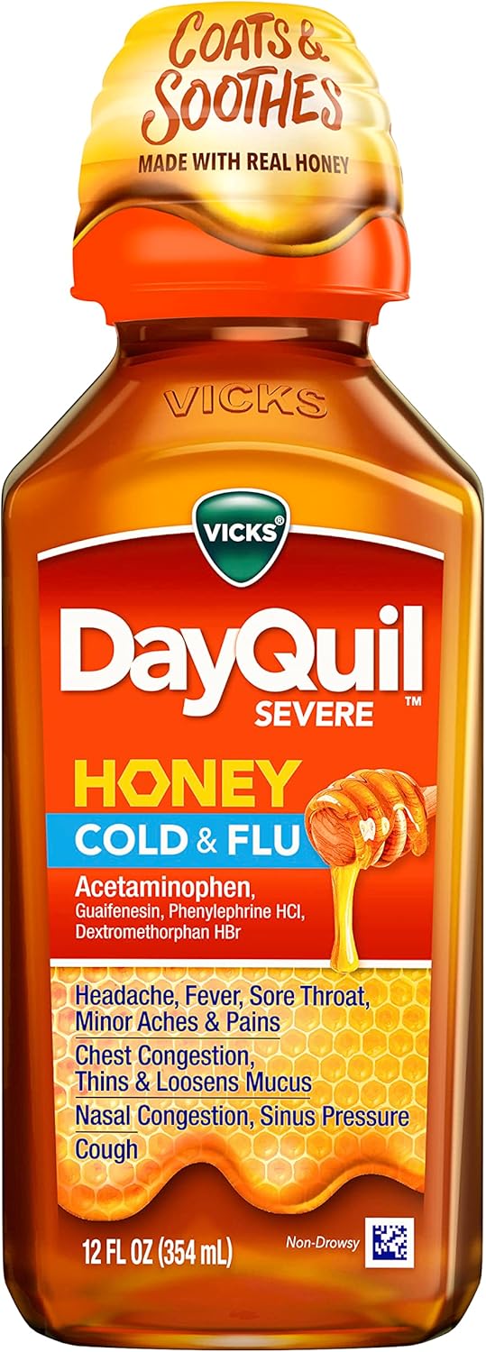 Vicks DayQuil Severe Cold & Flu Medicine, Maximum Strength, Honey - 12 fl oz