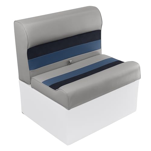 Wise 8WD95-1011 Deluxe Series 28" Pontoon Bench Seat Cushion Set (Base #8WD95-1B-221 Required to Complete), Grey/Navy/Blue
