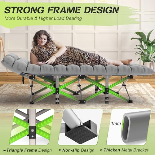 Folding Camping Cot Bed for Adults with Carry Bag, Grey S449