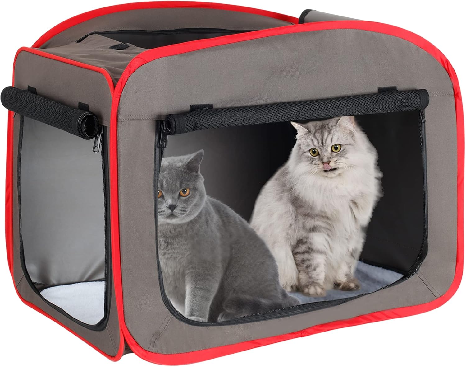 HiCaptain Portable Cat Carrier Collapsible Pet Cage Soft Pop-up Cat Kennel for Large Cats and Puppy to Travel, Without Litter Box (Large, Portable Kennel(Coffee))