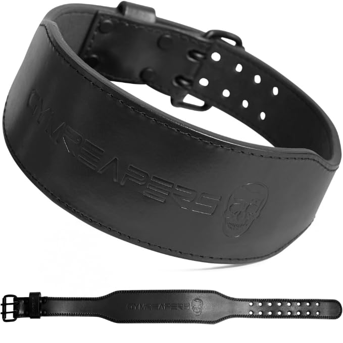 Gymreapers Weight Lifting Belt - 7MM Heavy Duty Pro Leather Belt with Adjustable Buckle - Stabilizing Lower Back Support 4 Inches Wide For Weightlifting, Bodybuilding, Cross Training