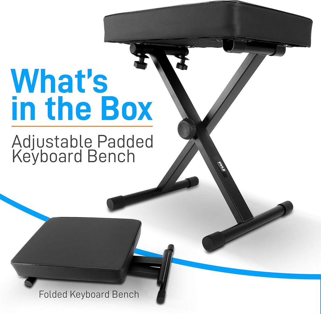 Adjustable Padded X-Style Foldable Keyboard Piano Bench Seat L8848