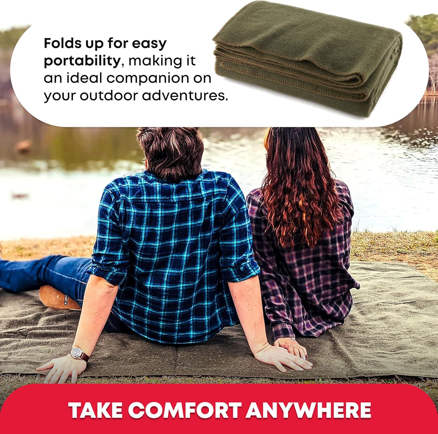 Warm Fire Retardant Wool Blanket, 66" x 90" U43238