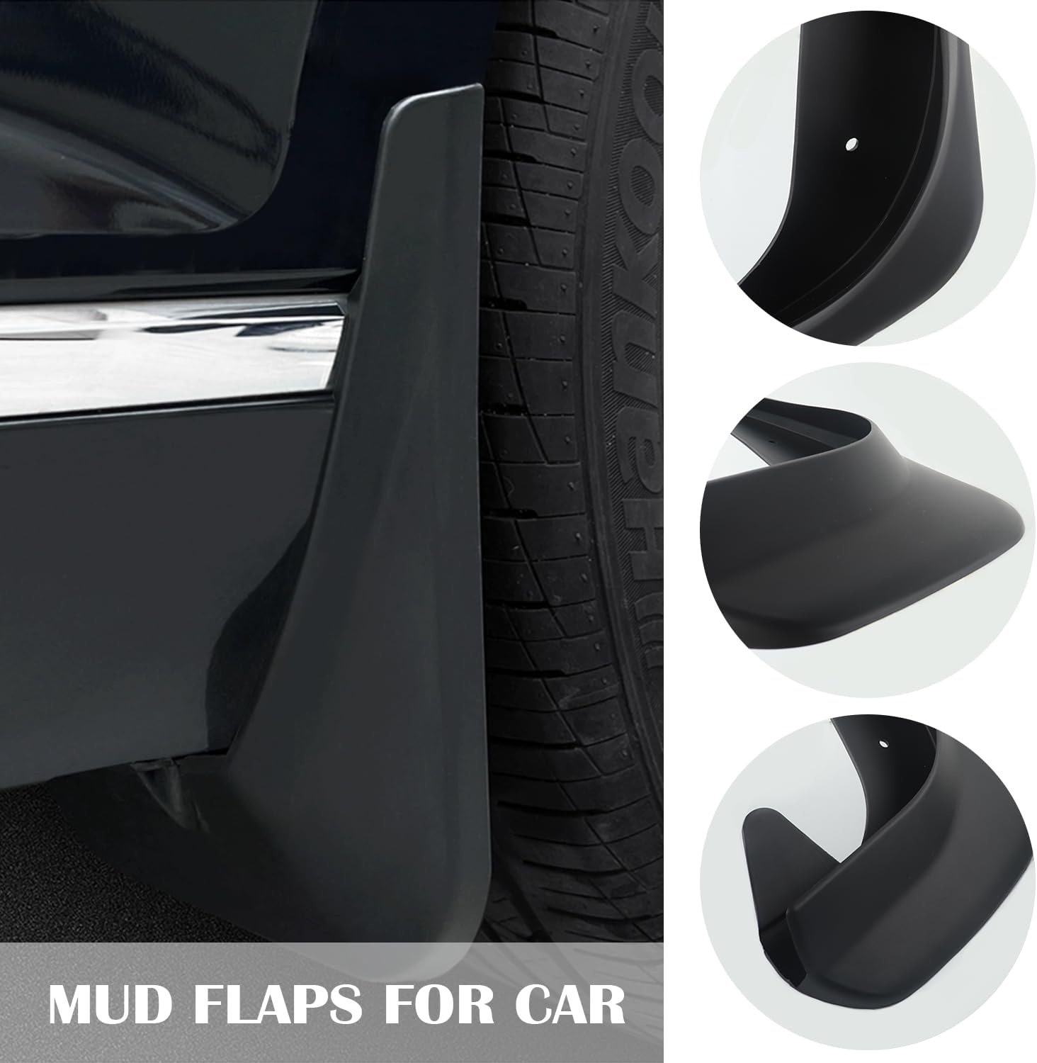 Mud Flaps for Car Truck SUV, Flexible Splash Guards, Black L20387