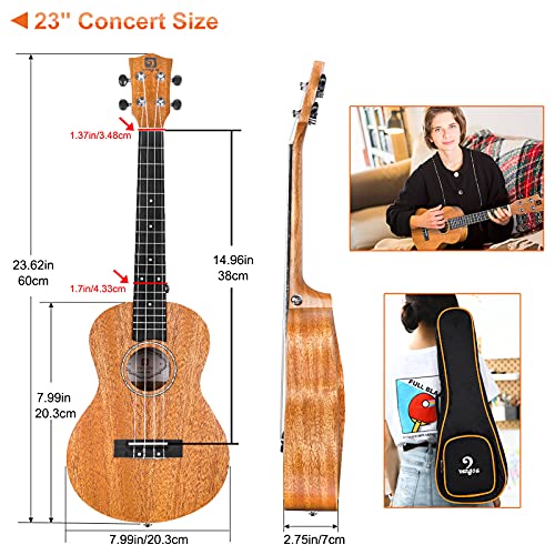 Concert Ukulele 23 Inch with Complete Kit for Beginners Y28318