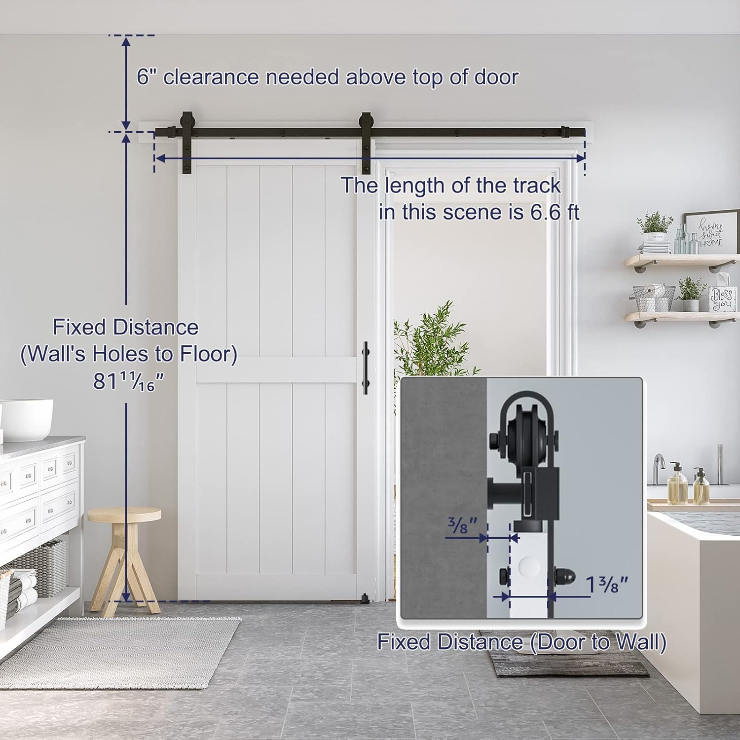 Sliding MDF Barn Door with Black Hardware Kit L782592