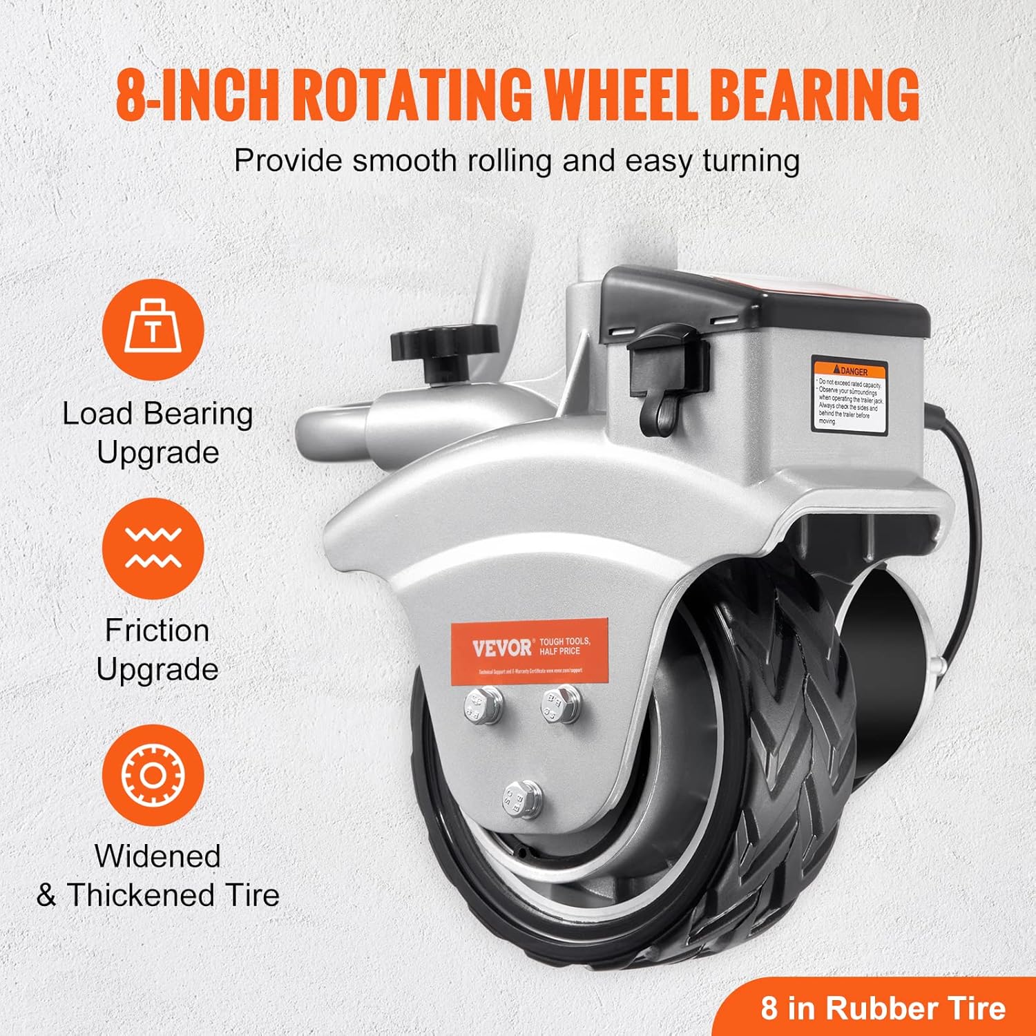 Electric Trailer Dolly, 5000 lbs Towing Capacity, 12V with 8" Rubber Tire X477916