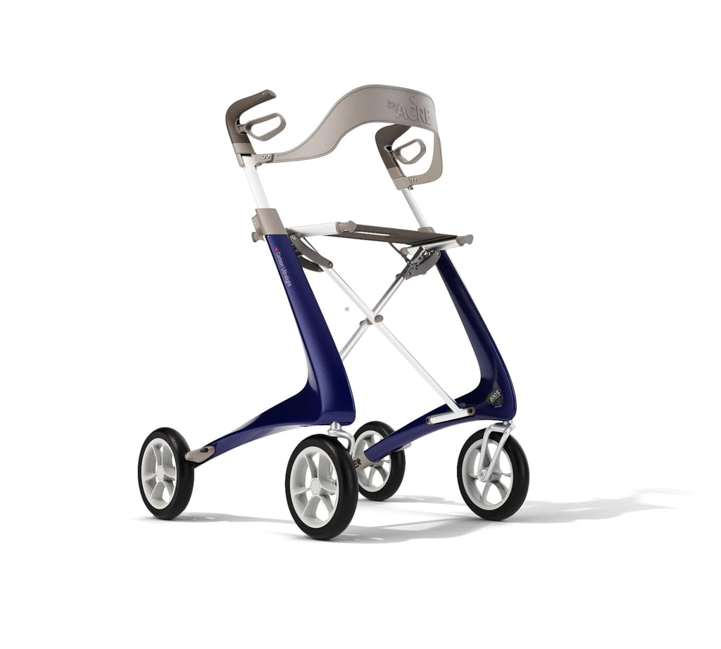 Medline byACRE Ultralight Carbon Fiber Rollator with Backrest, Blue