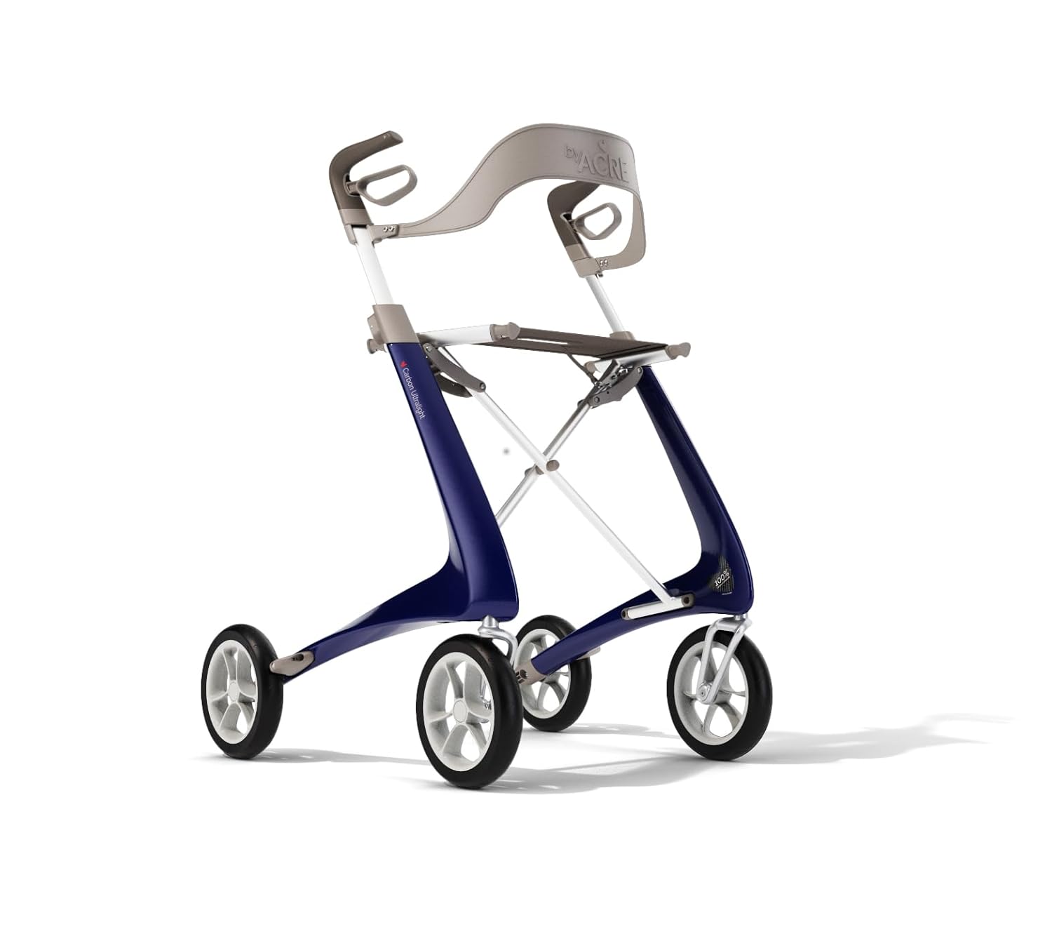 Medline byACRE Ultralight Carbon Fiber Rollator with Backrest, Blue