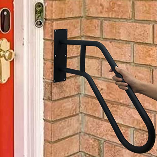 Outdoor handrail Wall Mount, Garage Railing with polished white finished, Grab Bars for Garage, Porch, Garden 1 to 3 Steps Stairs(Dia 1.1" Iron Pipe, 28.7"Length)