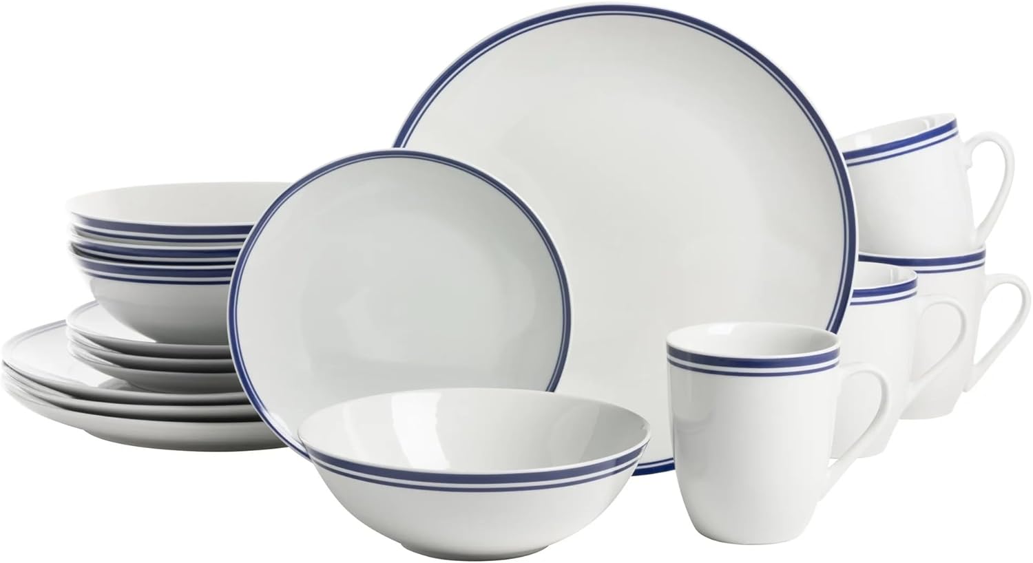 16-Piece Ceramic Dinnerware Set, Blue