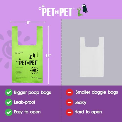 Unscented Dog Poop Bags with Tie Handles, Extra-Thick C246453