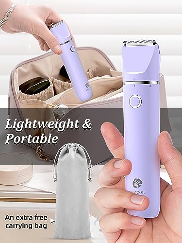 Bikini Trimmer and Shaver Kit for Women - 2-in-1 Wet/Dry Electric Body Hair Trimmer, Cordless Waterproof (Purple) P9127