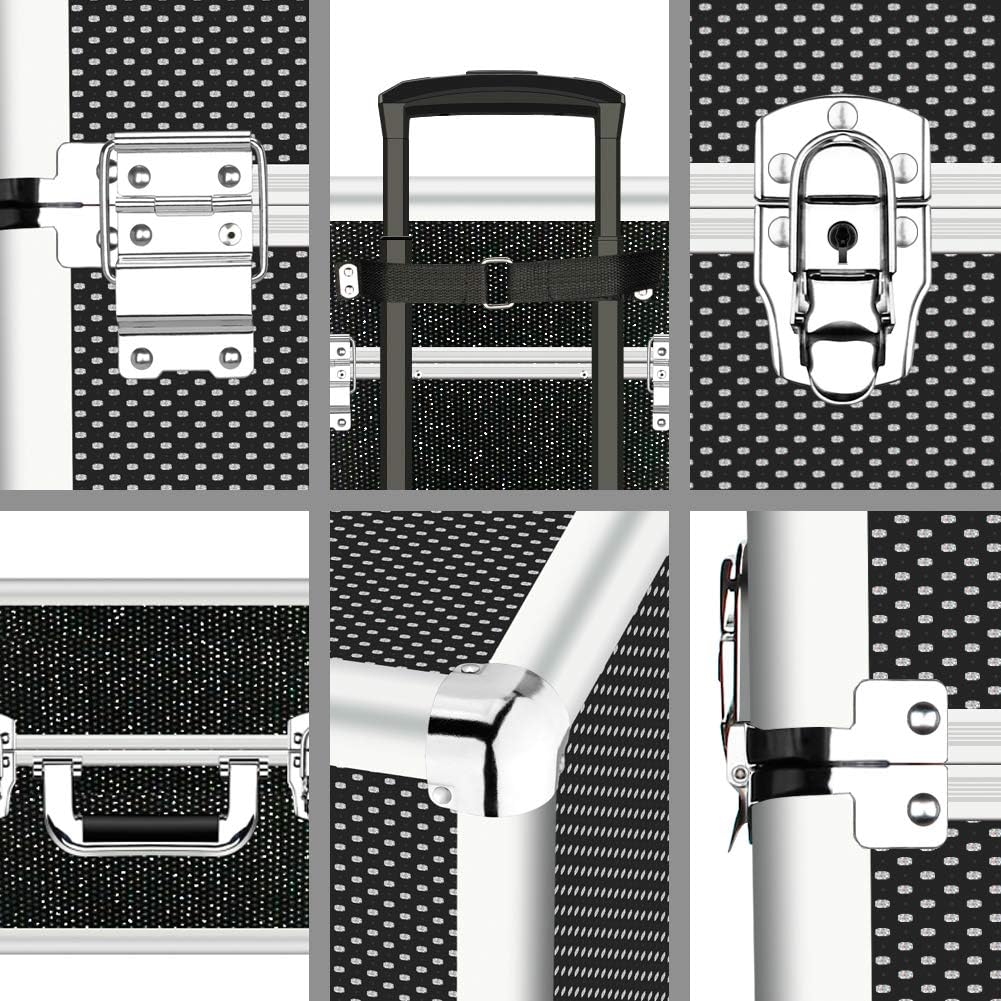 Rolling Makeup Train Case with Folding Trays W4514