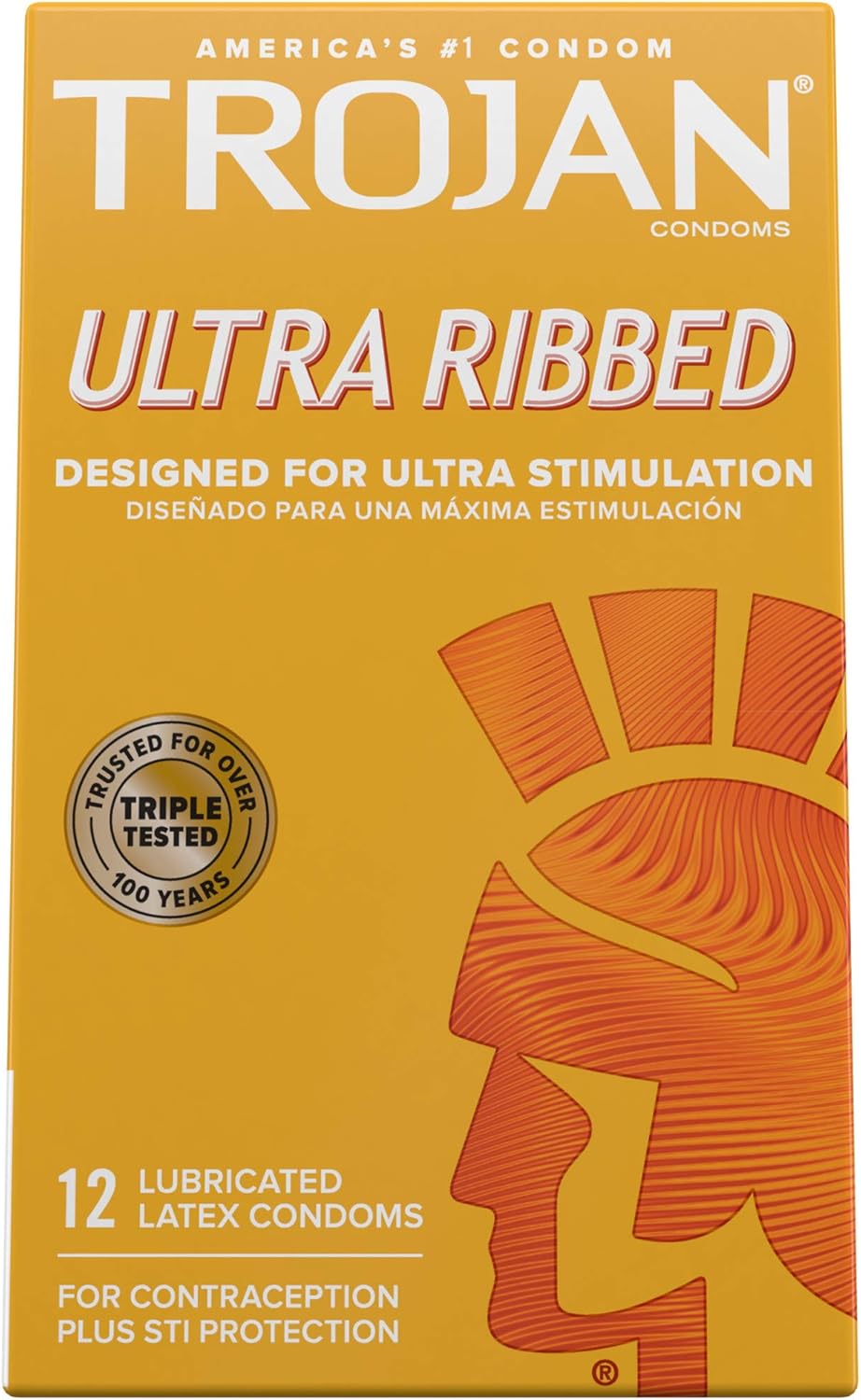 Ultra Ribbed Lubricated Condoms, 12 Count W898110