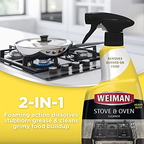 Heavy Duty Stove and Oven Cleaner and Degreaser for Glass, Ceramic Cooktops, BBQ Grill Grates - 2 Pack, 24 Oz with Microfiber Towel K12823