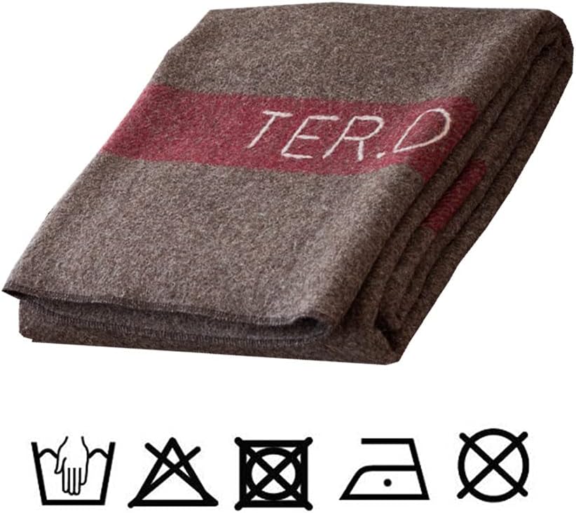 Wool Blanket 59" x 80" Warm Thick Washable for Camping Outdoors J21971