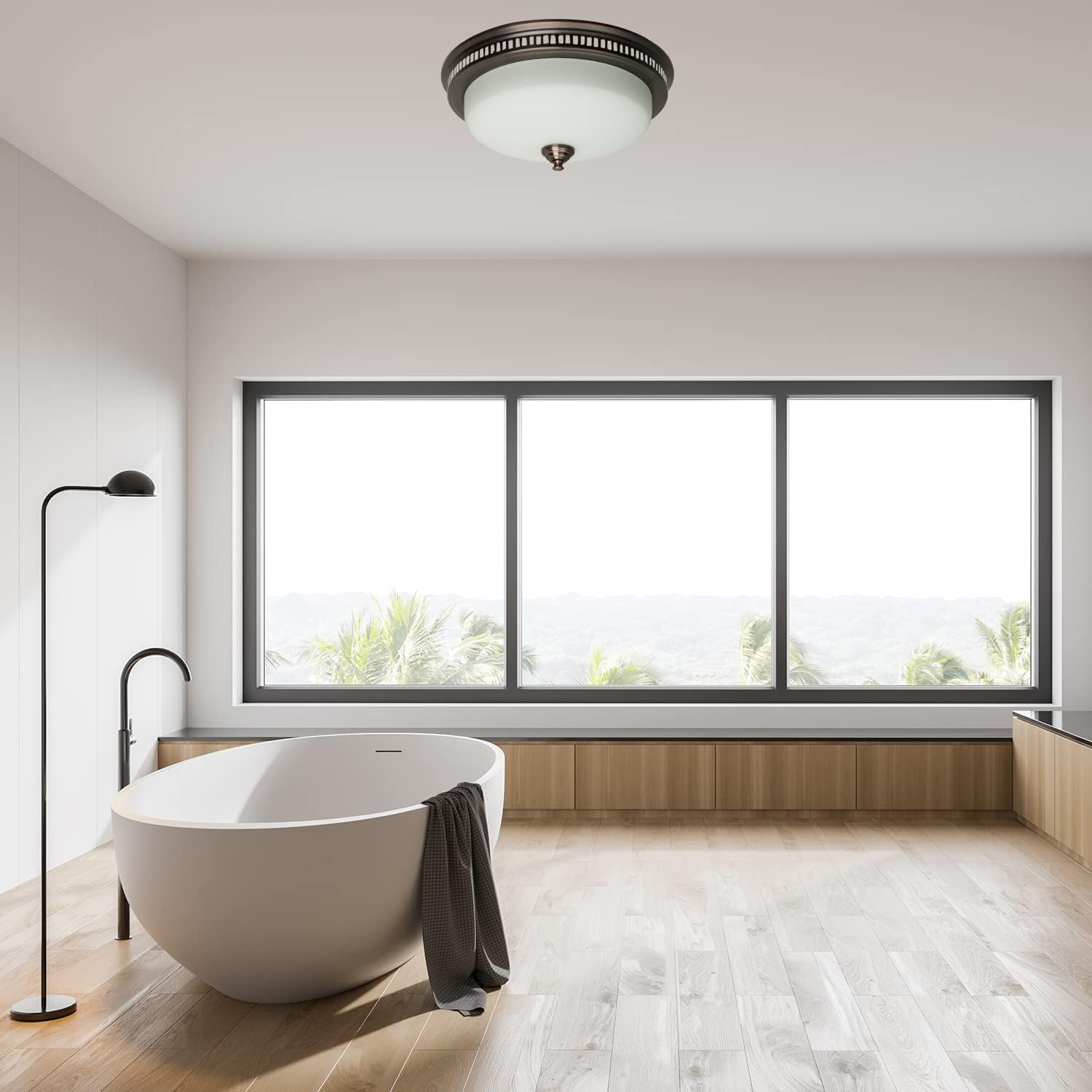 Round Exhaust Bathroom Fan with Light and Nightlight P24698
