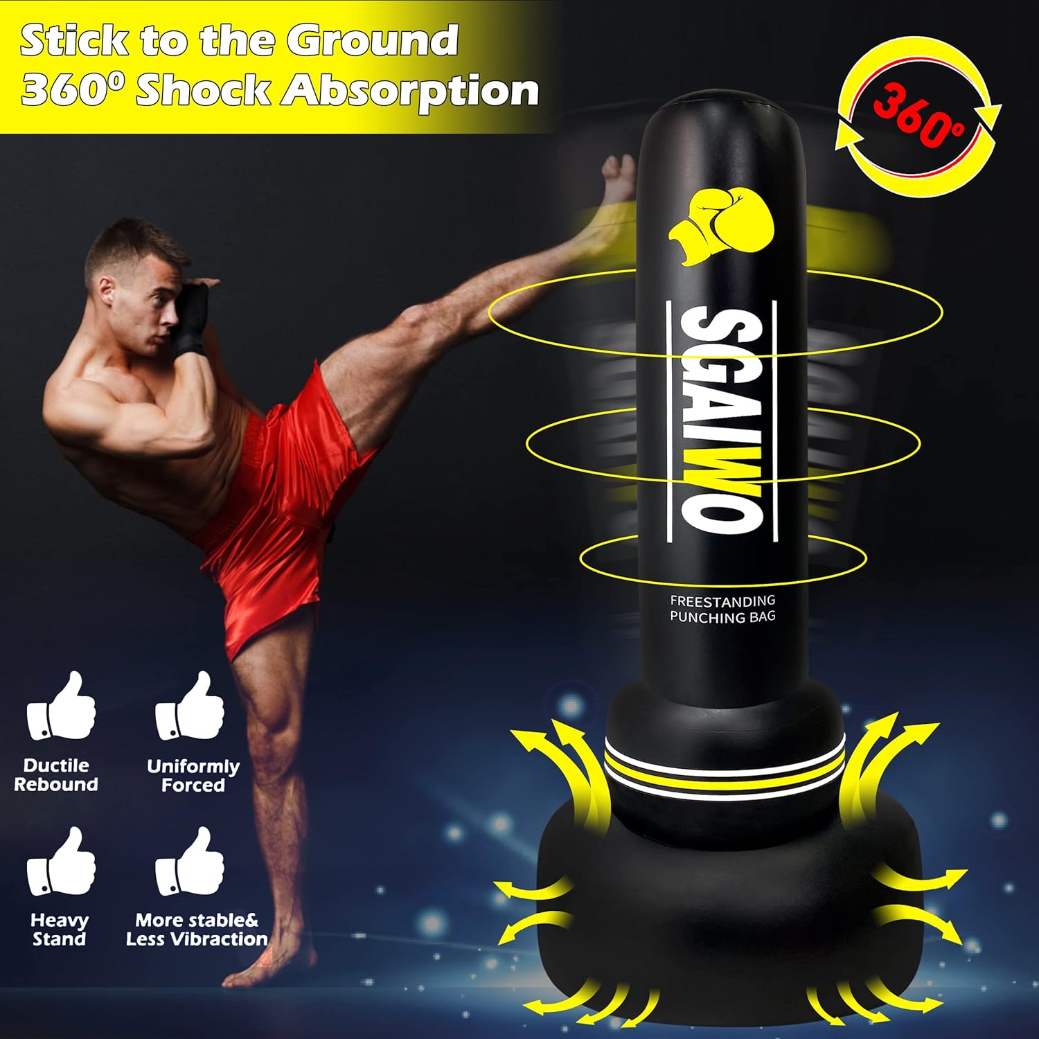 Freestanding Heavy Punching Bag with Stand for Adults MMA Training I167090