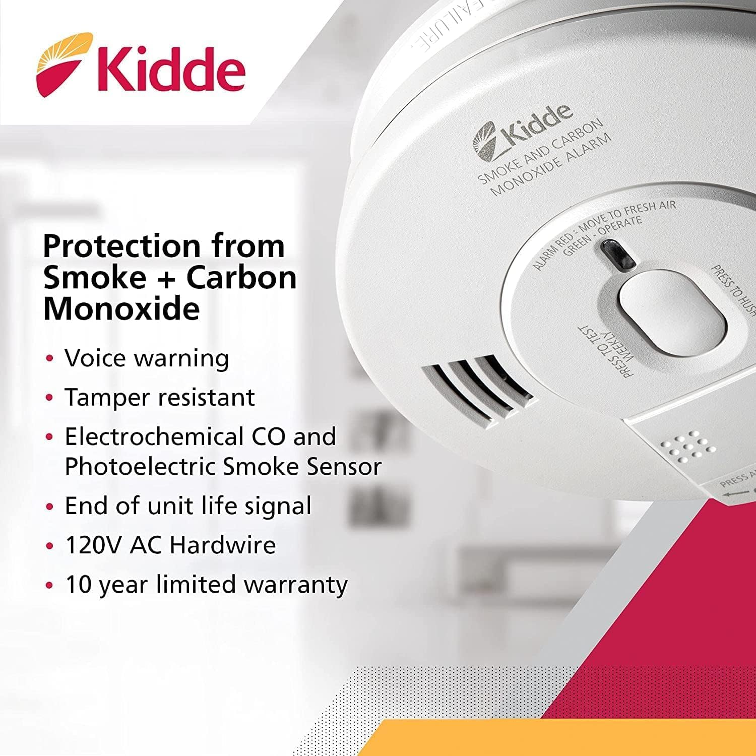 Smoke & Carbon Monoxide Detector, Hardwired, Battery Backup, 6 Pack Q82907