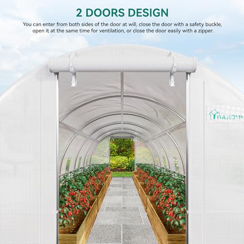 44x10x7ft Greenhouse Extra Large Heavy Duty 4 Zipper Doors Outdoor Walk in Tunnel Plant Gardening B641880