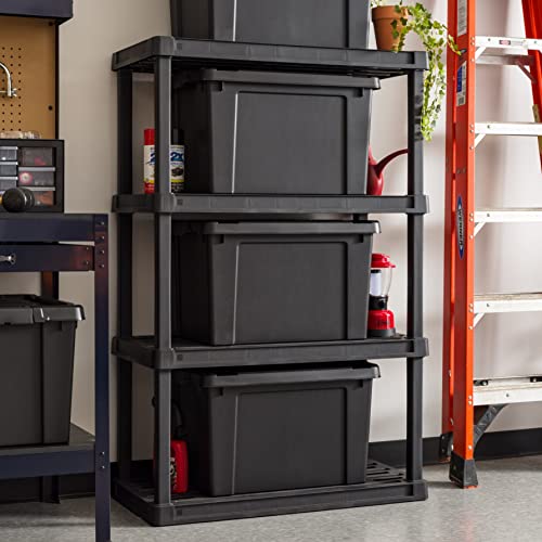 5 Gallon Lockable Storage Bins with Lids, 6 Pack, Stackable, Black P46697