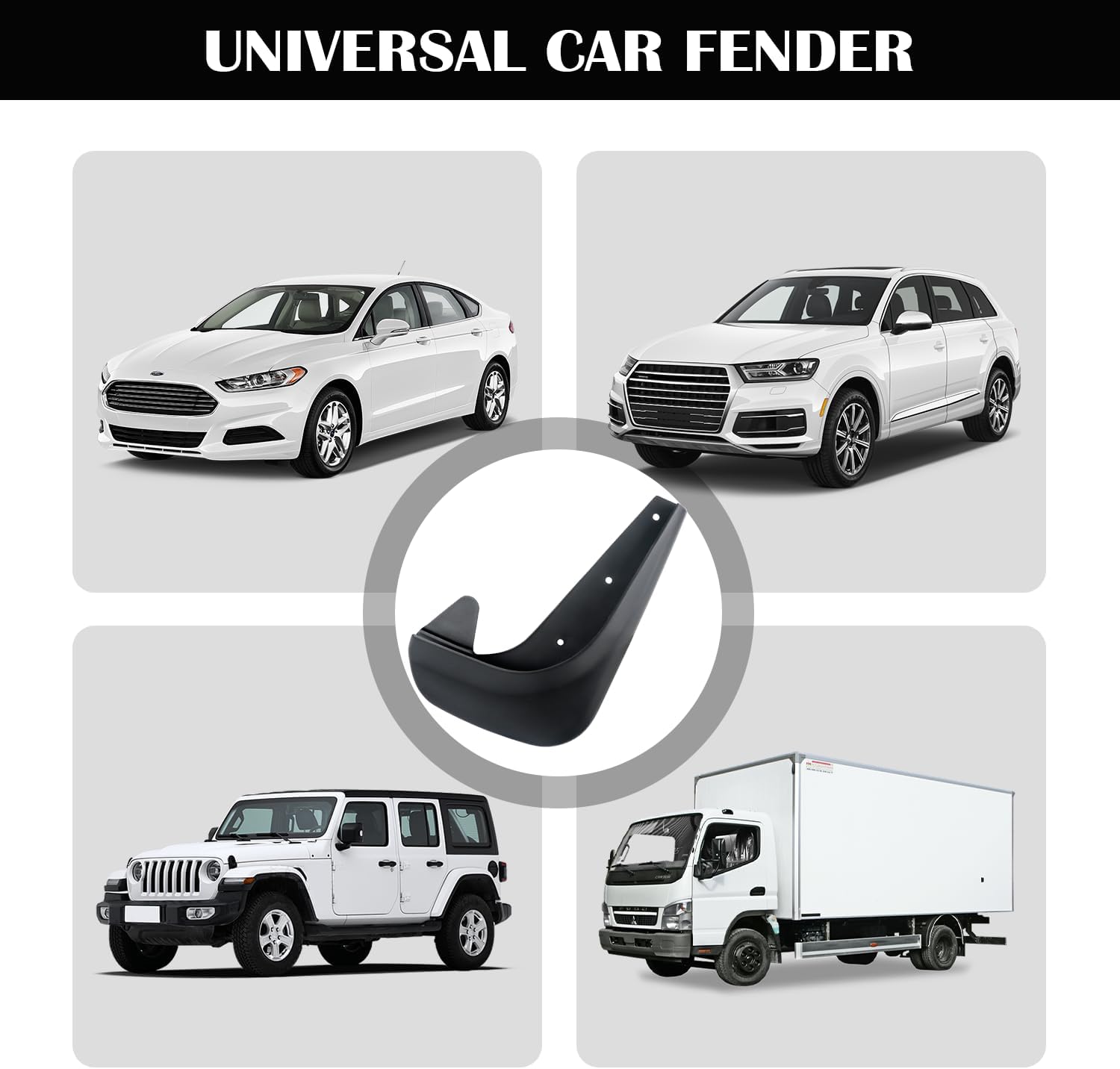 Mud Flaps for Car Truck SUV, Flexible Splash Guards, Black L20387