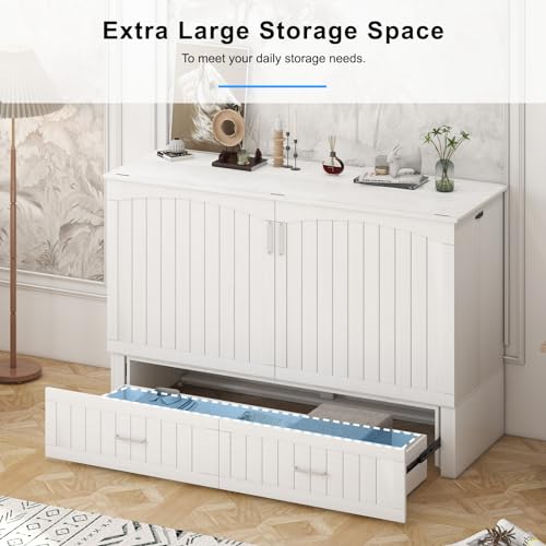 Murphy Cabinet Bed with Tri-fold Mattress and USB Charging Station H946117