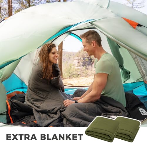 Double Sleeping Bag with Blanket Queen Size for Adults Camping M9532
