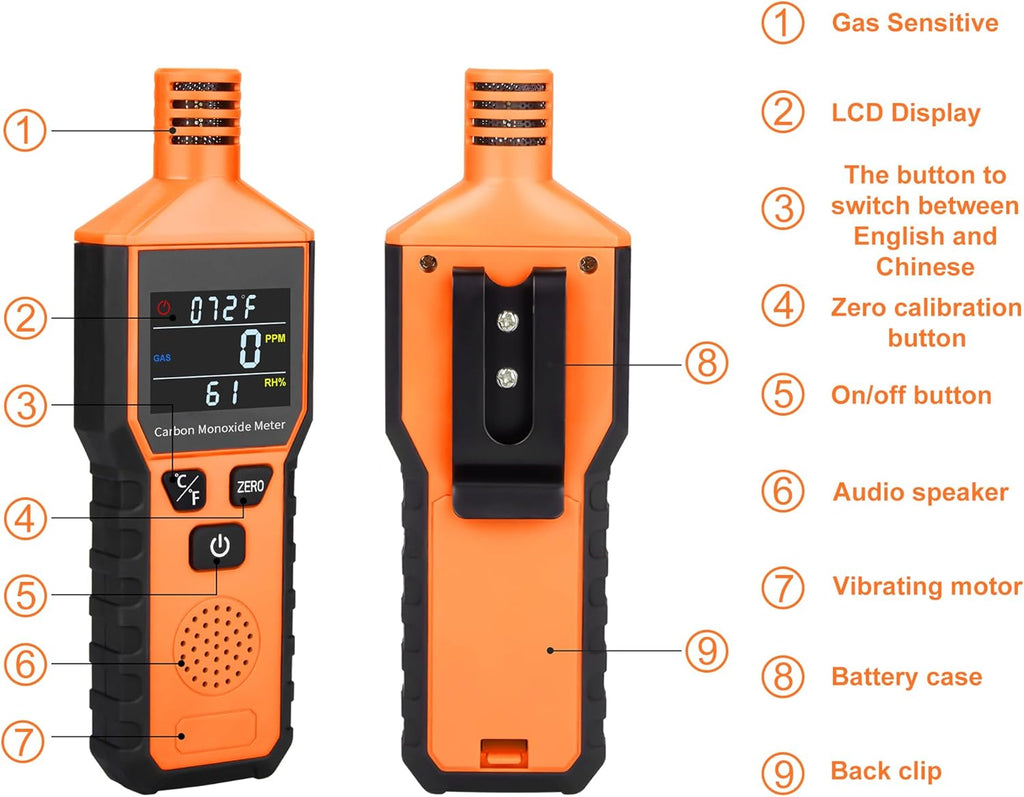 Portable Carbon Monoxide Detector with Temperature and Humidity Display N191144
