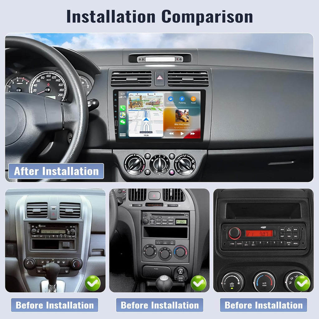 9 Inch Touchscreen Single Din Car Stereo with Wireless Carplay Android Auto Backup Camera D385060
