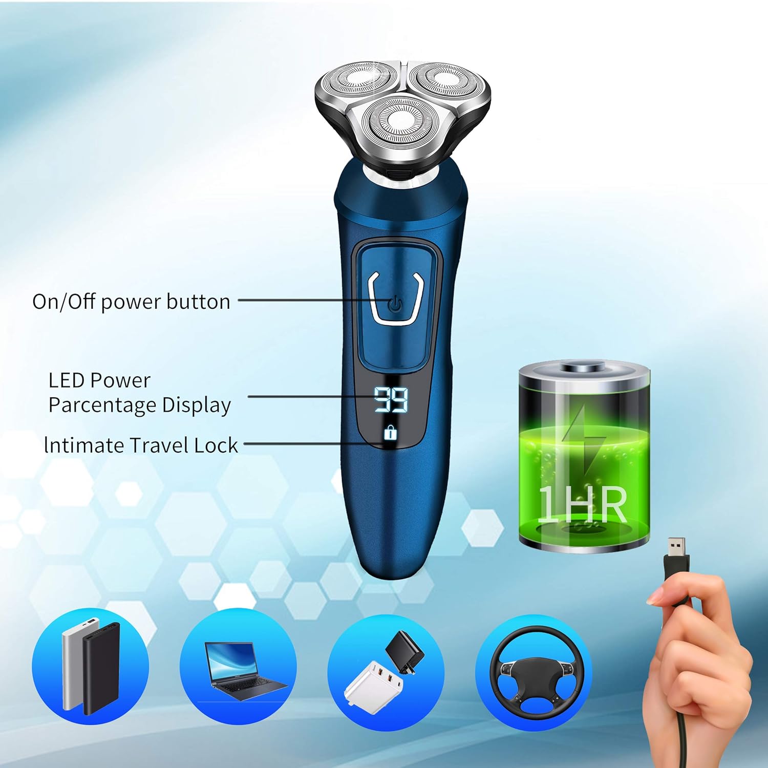 Men's Electric Shaver Kit with Nose Trimmer, Beard Trimmer, and Facial Brush J745582