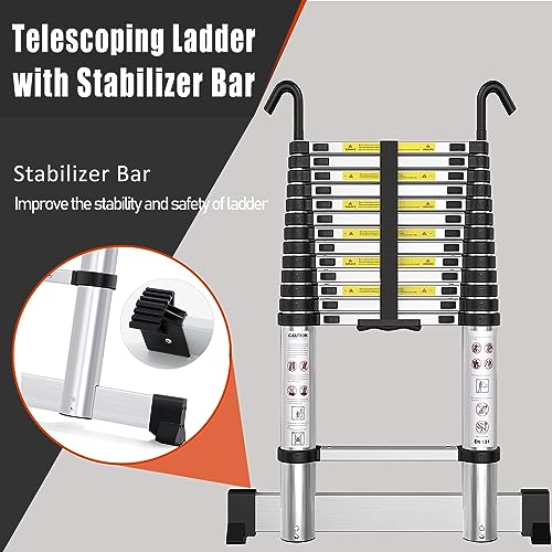 Telescoping Ladder 12.5 FT with Stabilizer Bar I675