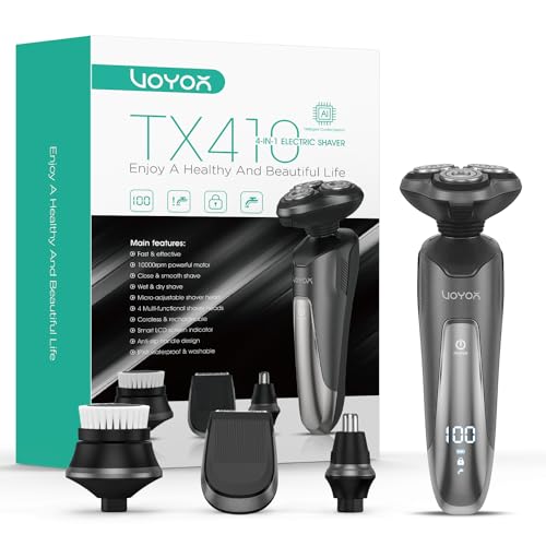VOYOR Electric Razor for Men Cordless Shavers for Shaving with face sideburn Nose Ear Hair ​Rechargeable Wet Dry Waterproof TX410 New (New Version-Grey)