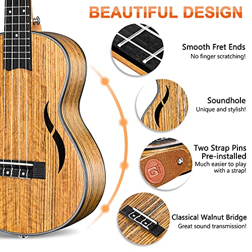 Concert Ukulele 23 Inches Walnut Wood Acoustic Beginner Set with Gig Bag T354290