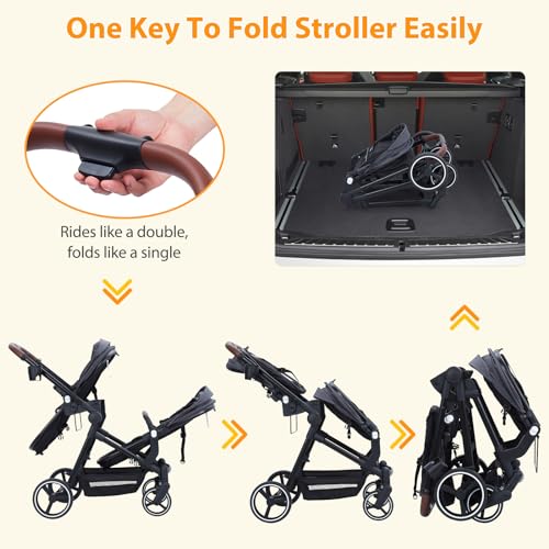 Double Stroller for Infant and Toddler, Foldable Pushchair with Reversible Backrest, Light Gray Q62723