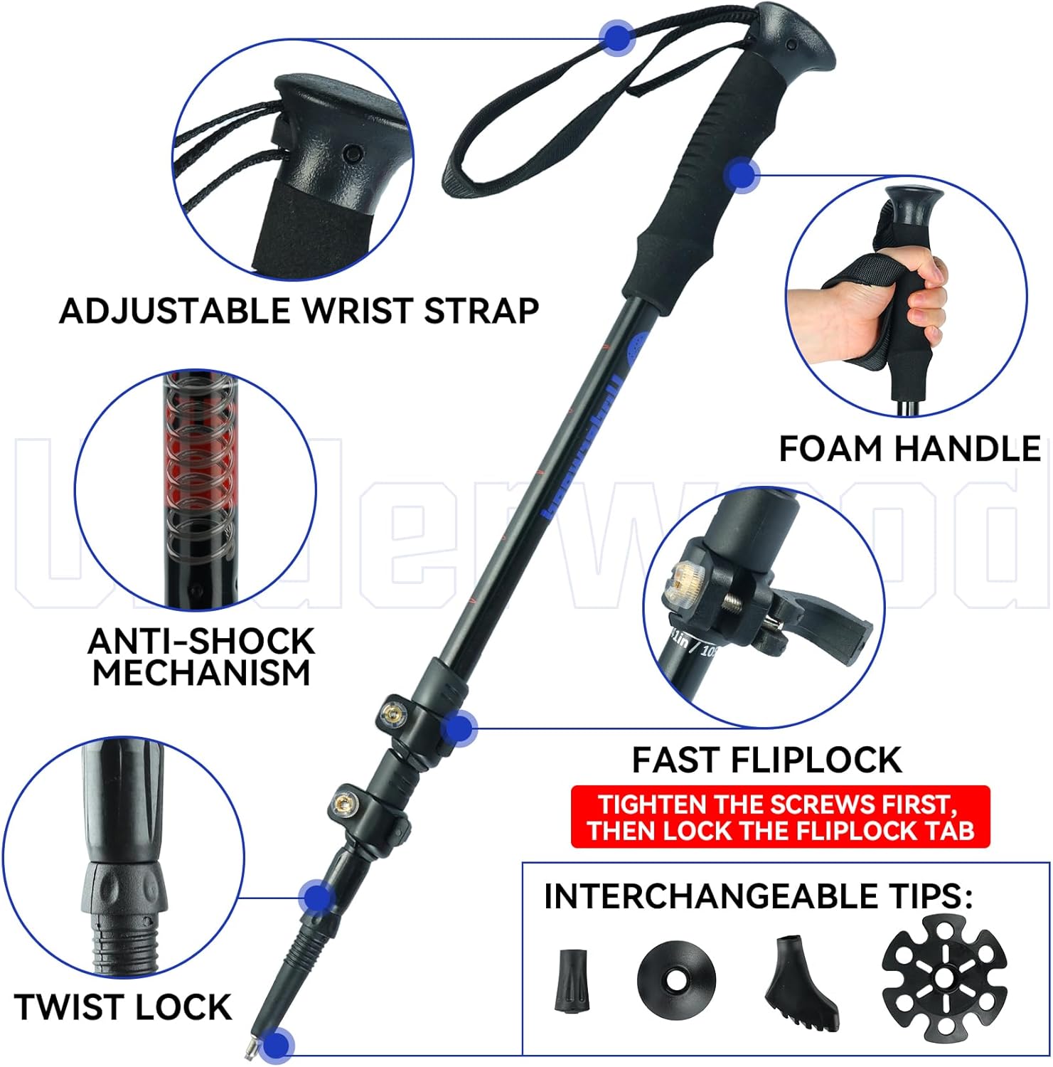 Collapsible Trekking Poles 2 Pack - Adjustable Aluminum Hiking Sticks for Women, Men, Seniors, Kids T656