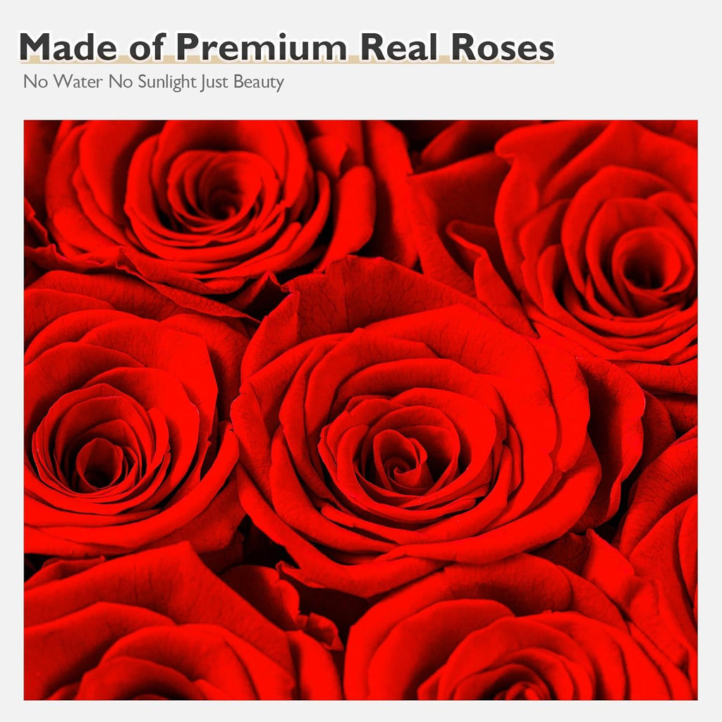 Heart Shape Box Preserved Roses, 16 Red Roses W7439