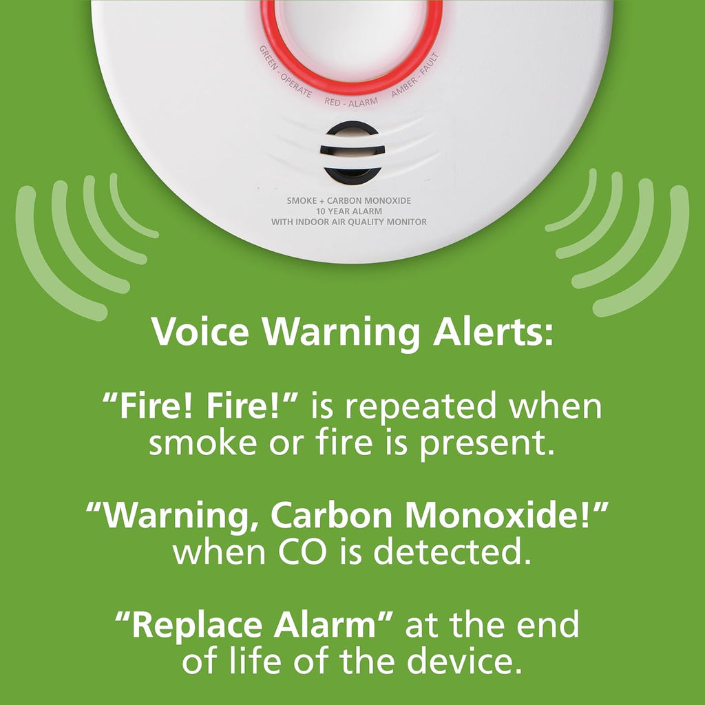 Smart Smoke & Carbon Monoxide Detector with Indoor Air Quality Monitor, WiFi, Hardwired W980813