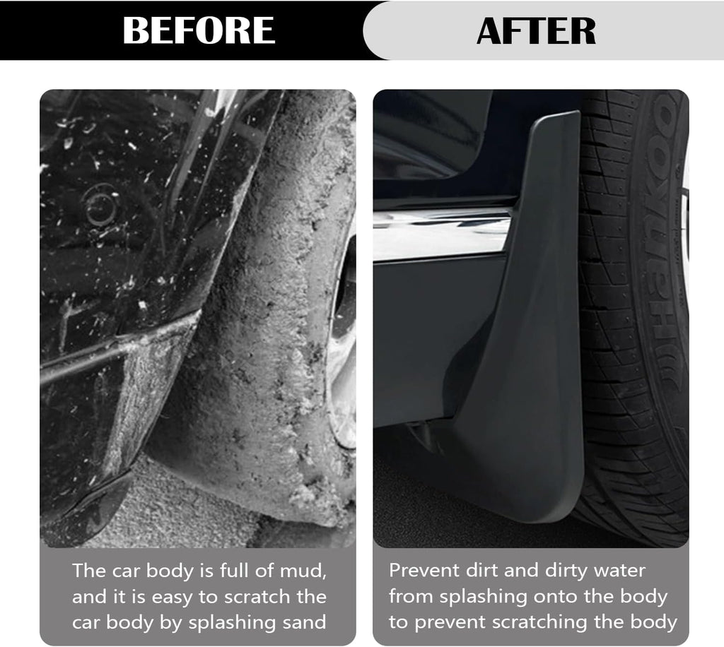 Mud Flaps for Car Truck SUV, Flexible Splash Guards, Black L20387