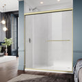 ELEGANT 60 in. W x 72 in. H Double Sliding Shower Door, Semi-Frameless Bypass Shower Glass Door, 1/4" Clear Tempered Glass, Brushed Gold Finish