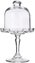 Decoret Mini Cake Stand Glass Cupcake Display Plate with Dome Cover Pedestal Dessert Stand Holder for Wedding Birthday Party Supplies (Flower)
