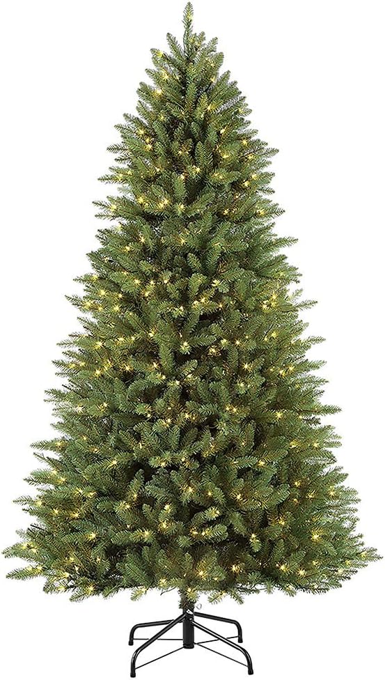 Puleo International 7.5 Foot Pre-Lit Elegant Series Fraser Fir Artificial Christmas Tree with 600 UL Listed Clear Lights, Green