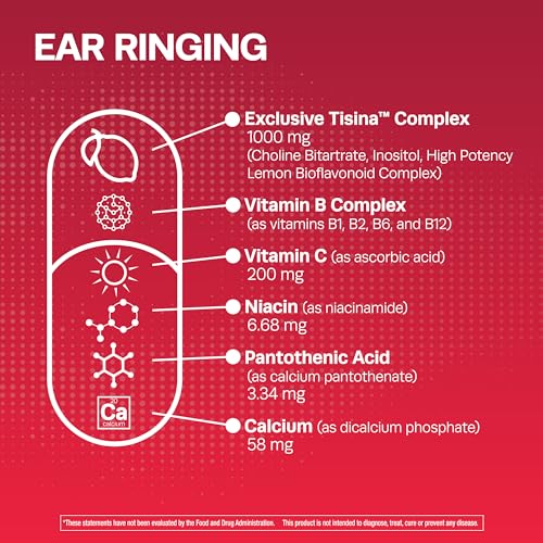 Tinnitus Relief Ear Health Vitamins with Bioflavonoids & Vitamin C, 100 Caplets R473095