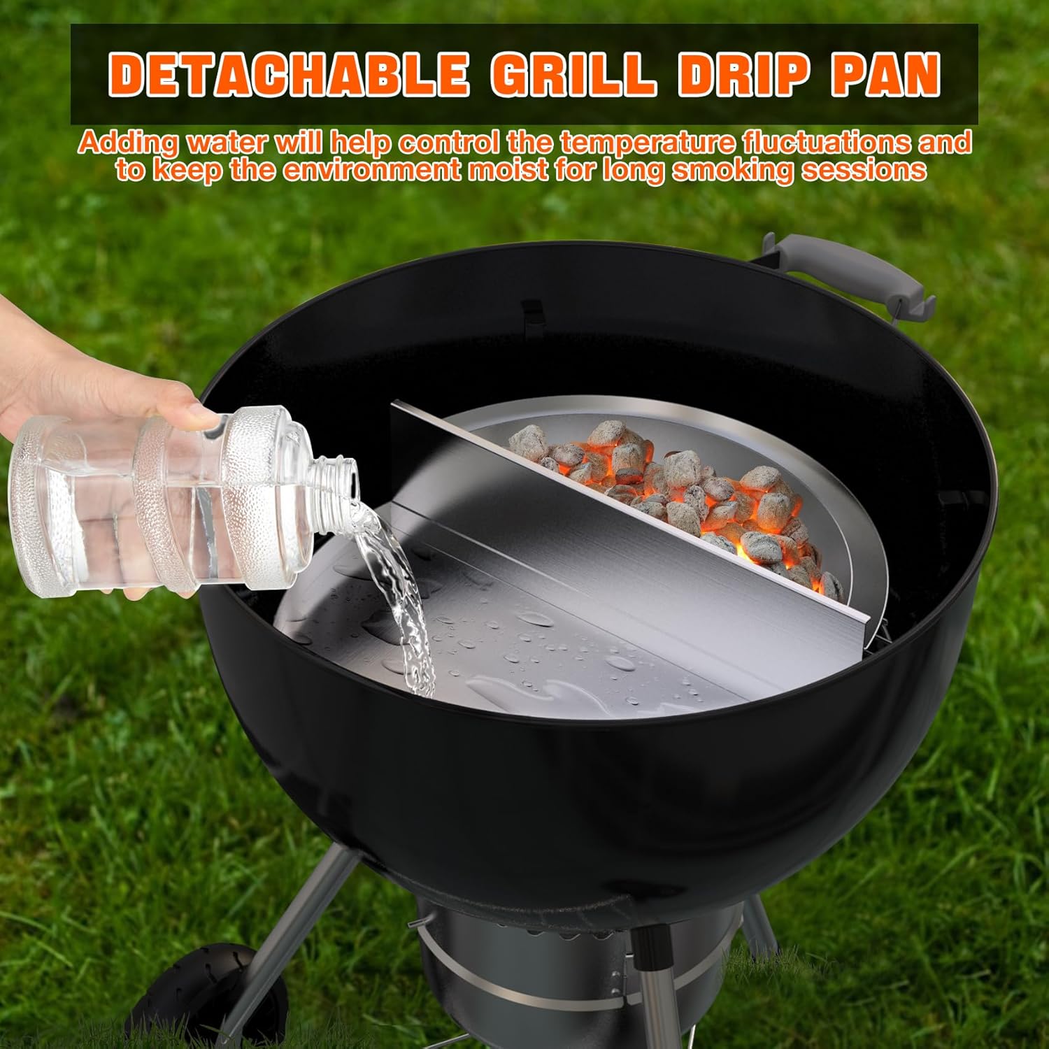 Stainless Steel Detachable Grill Drip Pan for 22" Kettle Grills L653414