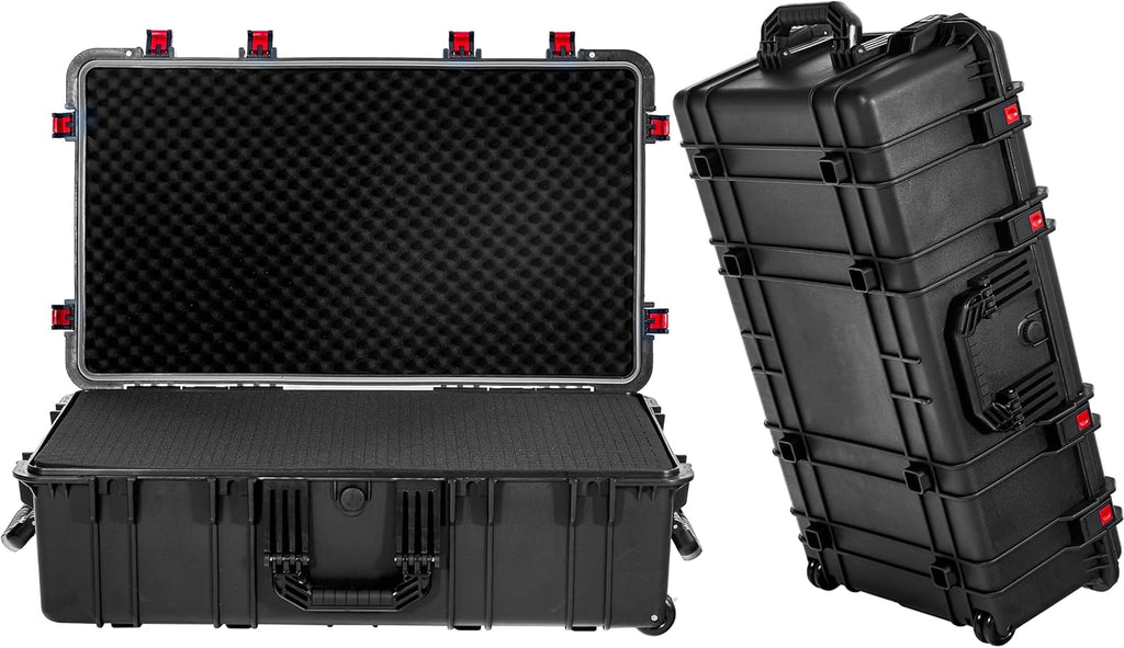 Regetek Waterproof Roller Hard Case 35"x 20.5"x 12", Equipment Case with Foam/Wheels for Camera, Tool, Electronics Gear, Instrument,IP67 Waterproof & Crushproof, Lockable, Transport Rolling Case