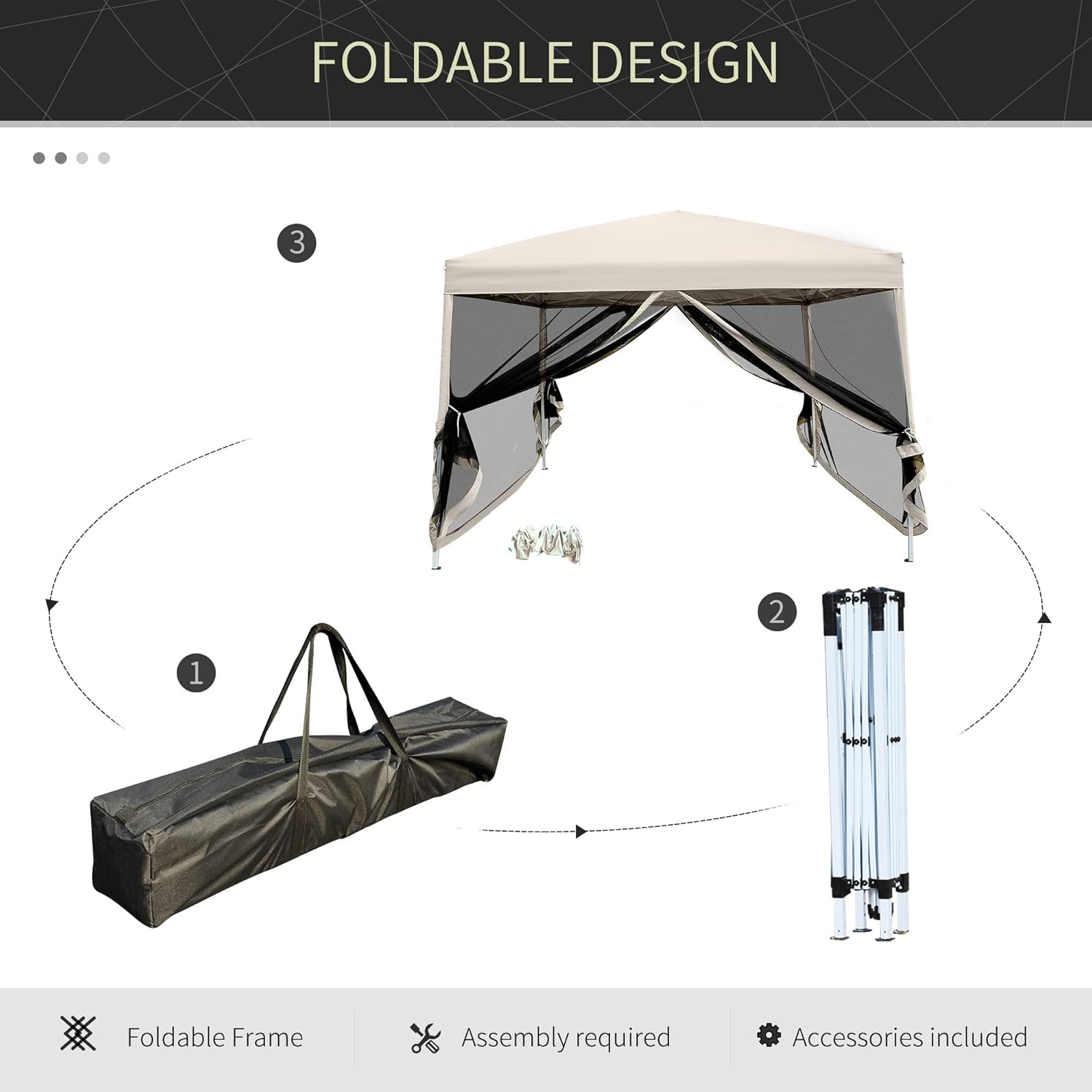 10 x 10 Pop Up Canopy Tent with Netting, Height Adjustable, Carry Bag P18630