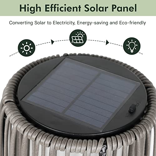Outdoor Floor Solar Light 2-Pack, Wicker Patio Lamp Waterproof for Yard Garden T781