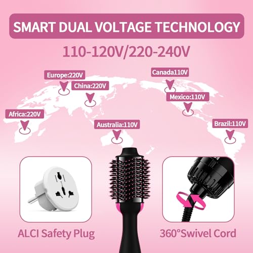 Hair Dryer Brush with Anti-Frizz Ceramic Titanium Barrel E3729